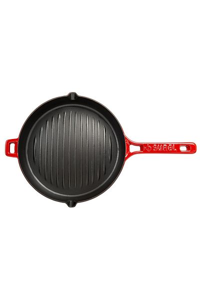 Sürel Red Curved Grill Iron Cast Pan 26 Cm
