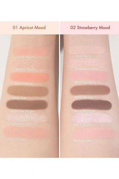 Romand Vionine Rom&Nd Bare Layer Palette - Set of 6 Shadow and Blush, Strawberry Mood