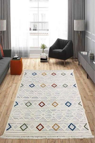 Dekorenti Çam Halı Enti Halı Polo 7805 Multi Iskandinav Desenli Renkli Makine Halısı