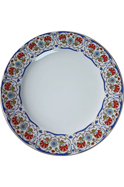 Armada Çini PRT 115 25 cm lacivert Altın yaldızlı karanfil desenli porselen Kaligrafi çini tabak