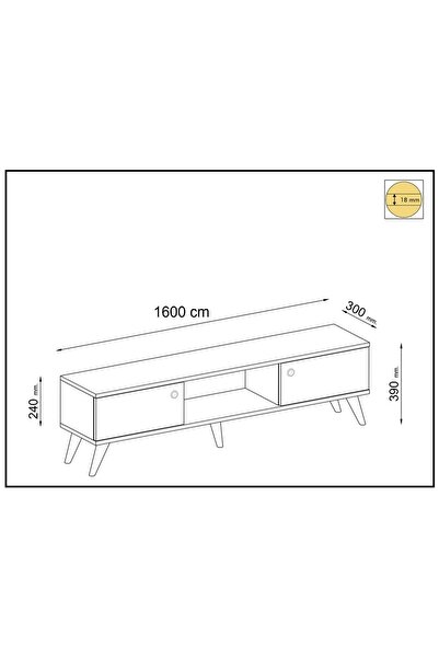 Ankara Mobilya Wood Ahşap Ayaklı Ceviz 160 Cm Tv Ünitesi