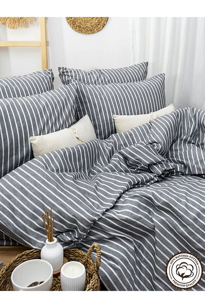 CAQQA Authentic Natural Double Duvet Cover Set| Gray