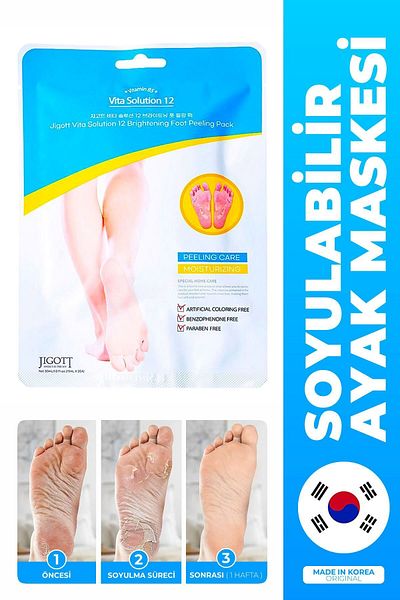 Jigott Sensitive and Effective Peel-Off Foot Peeling Mask with Vitamin B5 for Dead Skin, Stretch Marks