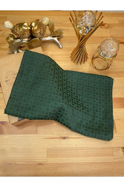 Organic Scarfs Emerald Bloom Patterned Cotton Silky Jacquard Shawl