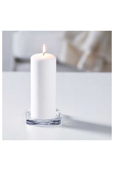 IKEA 10x10 cm Square Gray Classic Presentation Plate - 1 BPA Free Glass Glass Candle