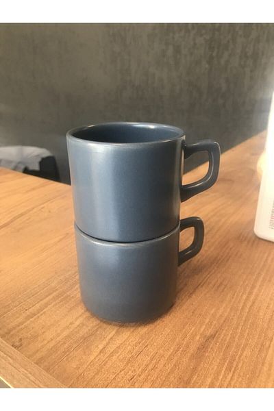Keramika 8 Cm Stackable Teacup Matte Blue 2 Pack