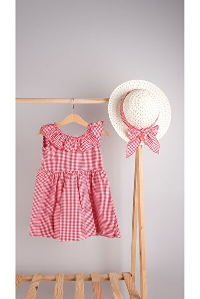 MAİBELLA Kız Çocuklar Için Şapkalı Ve Fiyonklu Yazlık Elbise Takımı – Kırmızı...