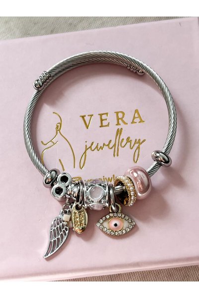 Snartun Vera Jewellery Steel Zircon Stone Eye/Evil Eye Charm Pamd