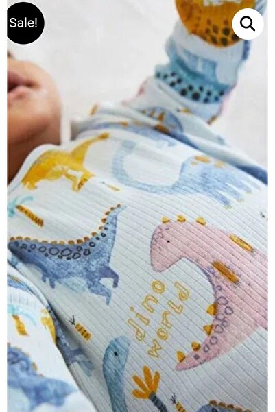 Next Mavi Dinozor Desenli 2 Parça Bebek Jogger Takımı