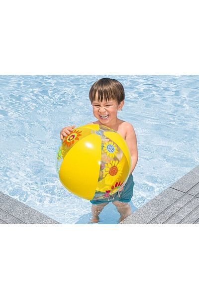 BESTWAY 51 cm Patterned Yellow Inflatable Sea and Pool Ball - Children's Garden Play Ball