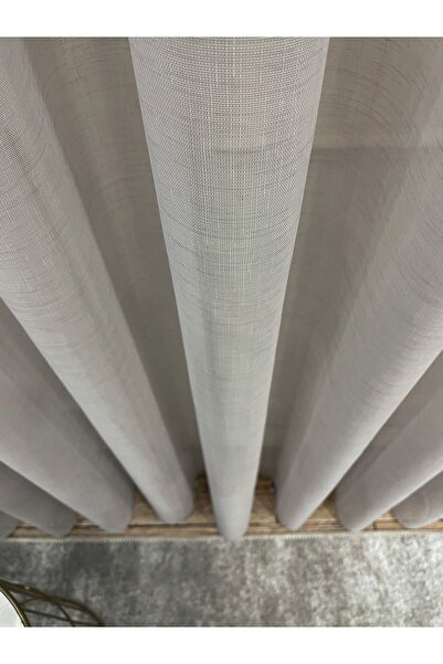 Brillant Linen Look 1/2.5 Normal Pleat - Linen Color - Mink Color Tulle Curtain