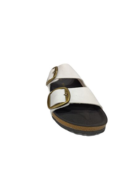Pierre Cardin 6958 Beyaz Çift Toka Kadın Terlik