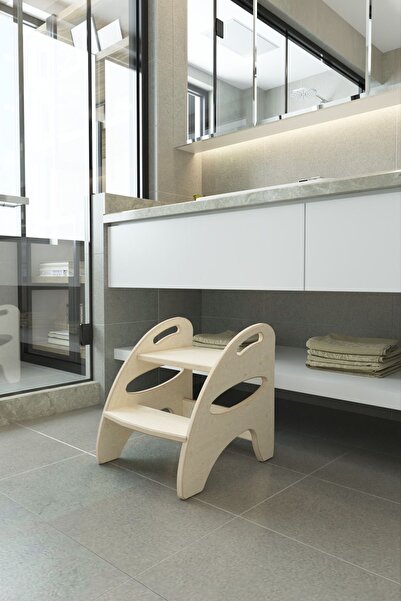 zeo wood design Doğal Ahşap  Çocuk Ve Yetişkin Basamak/Tabure/Yükseltici
