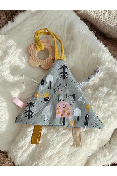 Fiyonka Natural Wood and Fabric - Rustling Teether and Relaxing