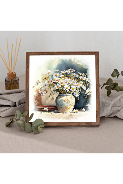 Dekorsiahome Ahşap Çerçeveli Kare Tablo watercolorvase