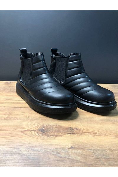 BZ Moda Ανδρικές καπιτονέ μπότες B205 Orthopedic Sole - Αδιάβροχες και ανθεκτικές στο κρύο, καθημερινές χειμερινές μαύρες μπότες