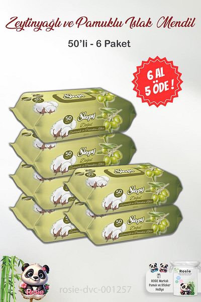 Sleepy ROSIE BUY 6 PAY 5 - Natural Olive Oil and Cotton Wet Baby Wipes 50 Pcs