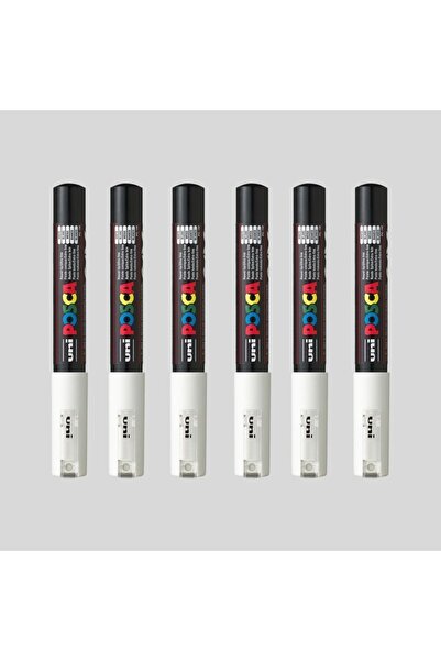 Uni Posca Marker Pen PC-1m (0.7mm) 6 Pieces Box Pack White (White) Set