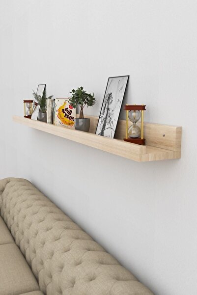 evbiziz Doğal Ahşap 150cm Doğal Çam Ahşap Resim Çerçeve Rafı Duvar Rafı Kitap...