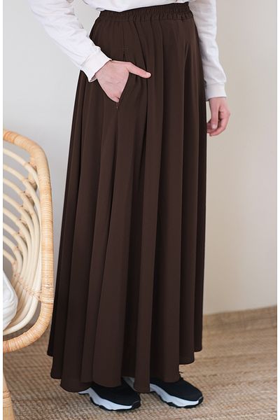 suhneva Dark Brown Flared Skirt