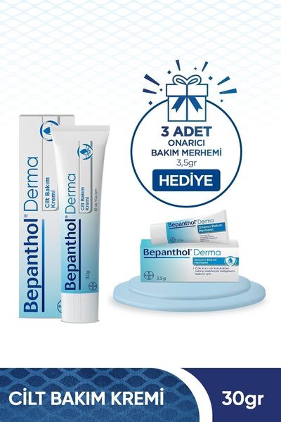Bepanthol Derma Cilt Bakım Kremi 30 gr 3 Adet Onarıcı Bakım Merhemi 3,5 gr