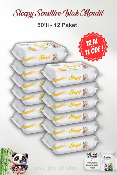 Sleepy Sleepy 50 Pack Sensitive Baby Wipes and ROSIE - BUY 12 GET 11
