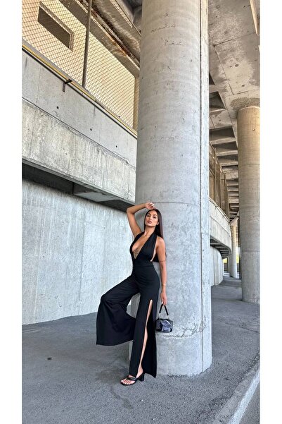 Genel Markalar Halter Yaka, Sırt Dekolteli Uzun Tulum