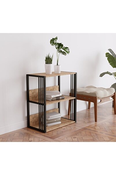 Fahrettin Küçük Logi 3 Raflı Metal Kitaplık Atlantik Çam