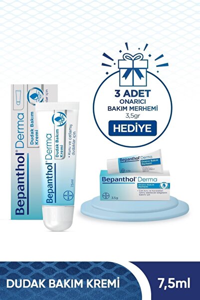 Bepanthol Dudak Bakım Kremi 7,5 ml 3 Adet Onarıcı Bakım Merhemi 3,5 gr