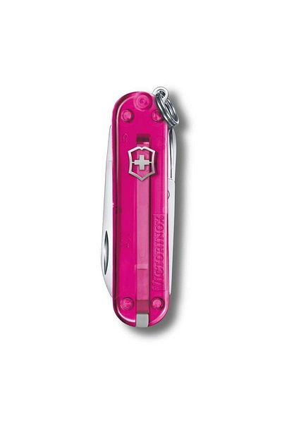 Victorinox سكين جيب كلاسيكية من الجيش السويسري SD باللون الوردي الشفاف