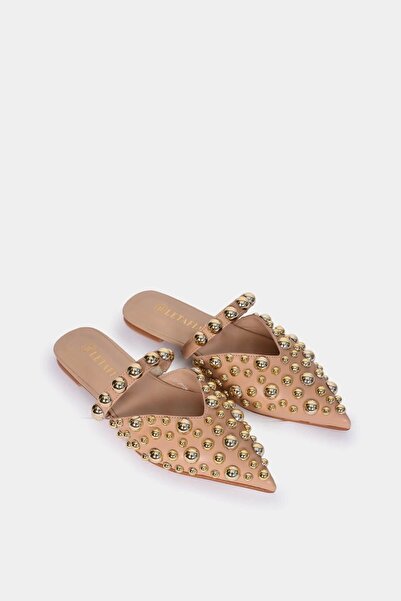 Letafia Nude Lori - Papuci de damă Gold Drops