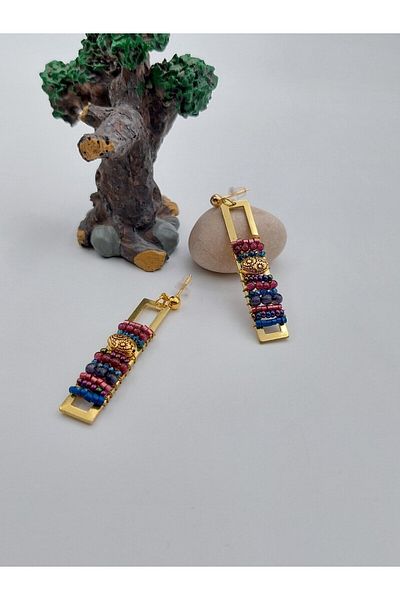 takitokaciniz Bohemian Brass Earrings - Miyuki Bead Detail