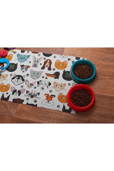 MARSA 50x30 Machine Washable Cat-Dog Pet Food and Water Coaster