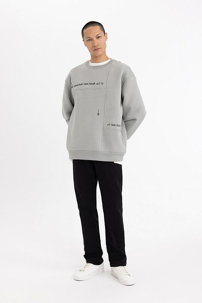 DeFacto Oversize Wide Fit Crew Neck Back Printed Sweatshirt C0004Ax23Wn