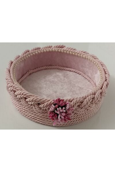 FNT سلة صغيرة مستديرة الشكل منسوجة منظم هدية حقيبة هدية