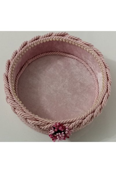 FNT Round Small Knitted Basket Organizer Gift Bundle Dowry Holder