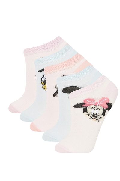 DeFacto Disney Mickey & Minnie Girl's Cotton Booties Socks Set of 5 - B0902a8ns