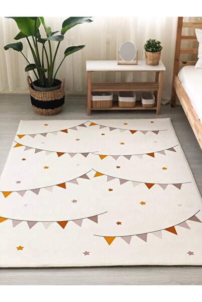 Evmila Dijital Baskılı Kaymaz Taban Yıkanabilir Flama Desenli Çocuk Ve Bebek ...