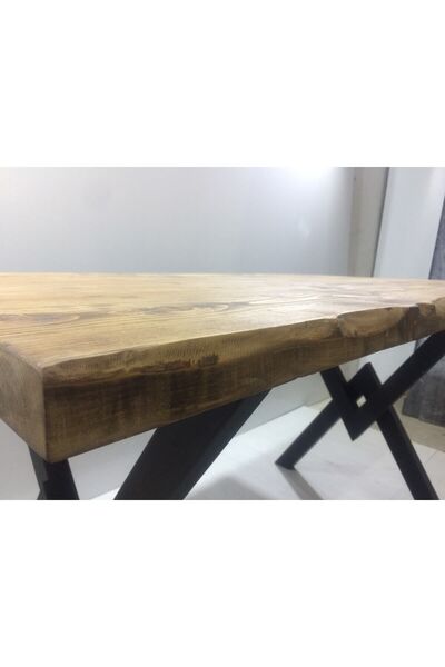 SEB AHŞAP Ahşap Doğal Ağaç Kütük Yemek Masası 80*135 Sadece Tabla