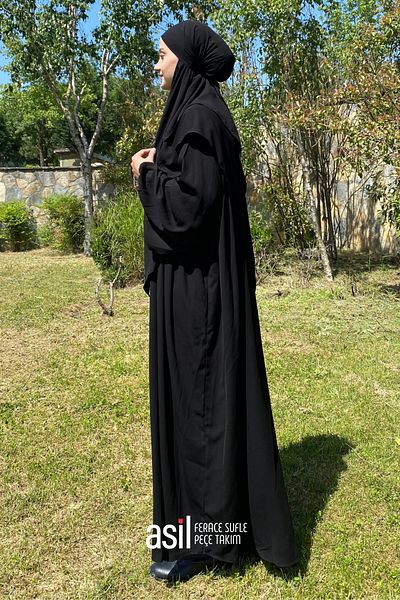 ASİLNUR Σετ πέπλο σουφλέ Asil Ferace Μαύρο (ΣΕΤ ΤΡΩΝ ΤΩΝ ΤΩΝ ΤΩΝ)