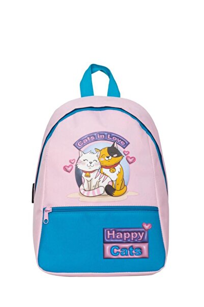 Superbag Kız Çocuk Anaokulu Çantası Mutlu Kediler Desenli Sırt Çantası Kreş Ç...