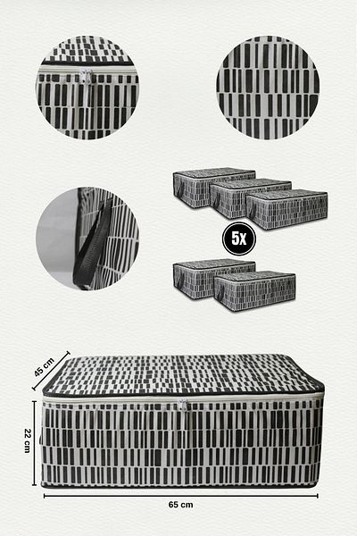 ADARYA HOME Τύπος βάσης καναπέ-κρεβάτι 5 θέσεων Αποθήκευση ρούχων μαξιλαριού - Μοτίβο ζέβρας κάτω από τη βάση (ΑΝΘΡΑΚΙΤΗΣ)