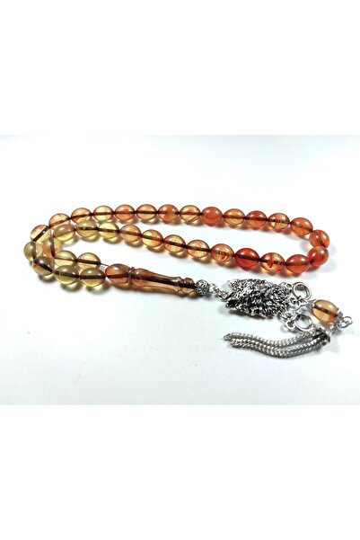 İskeçe Tesbih Немски сребърен пискюл, вълча глава - пресован кехлибар, сертиф...