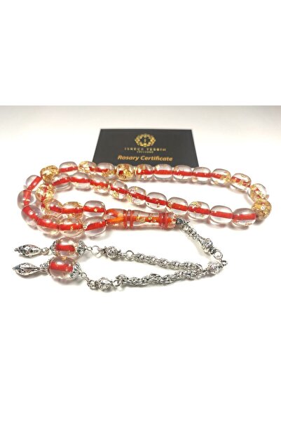 İskeçe Tesbih Dimensiune mare Fire-i Amber Certified - placat cu argint și ci...