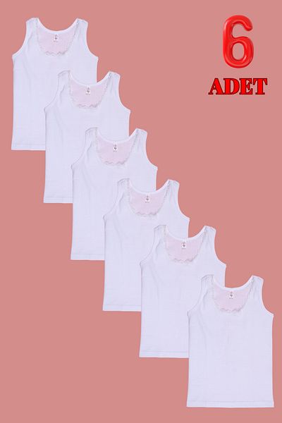 DONEX Pack of 6 - 100% Cotton Thick Strap Girl's Undershirt and Undershirt 1321