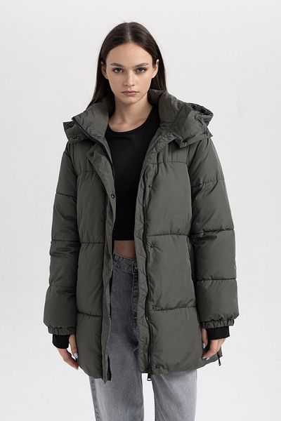 DeFacto Relax Fit Puffer mit Kapuze - Wasserdichter Pufferjacke-Parka A3201ax23wn