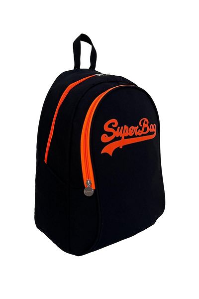 Superbag Backpack Black-phosphorescent Orange Travel Course School Daily Use