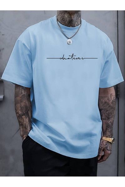 NO 601 Baby Boy Blue Italics Whatever Oversize Tshirt