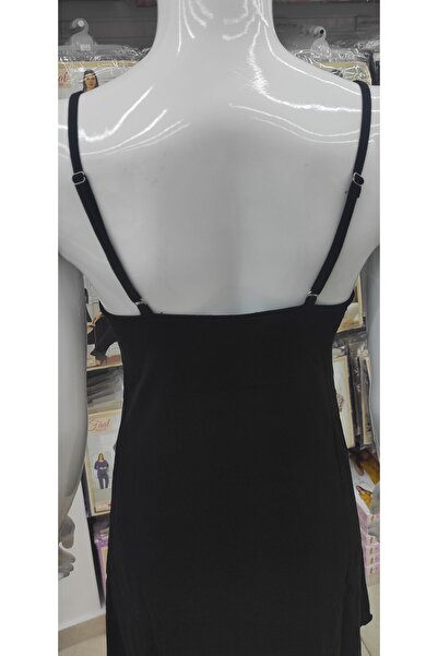 FAAL Lace Detailed Nightgown Dressing Gown Set Black 6025