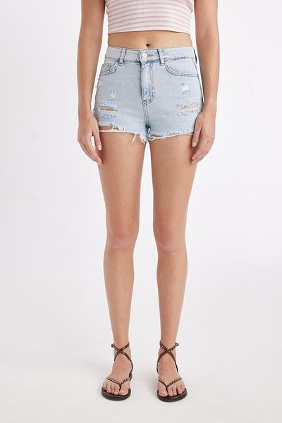 DeFacto Cut-Cut Jeans-Shorts mit hoher Taille - C0653AX24HS